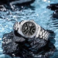 Montre-bracelet à quartz pour homme, bracelet en acier inoxydable, cadran large, aiguilles lumineuses, montre de sport de marque, tendance