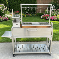 Ensemble de cuisson professionnel pour barbecue extérieur Santa Maria, style Asador argentin, en acier inoxydable, avec brasero latéral