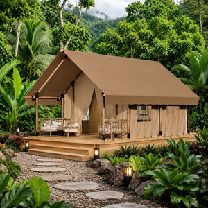 <span class=keywords><strong>Tenda</strong></span> Safari Personalizzata con Struttura in Legno e <span class=keywords><strong>Veranda</strong></span>, Alloggio Glamping in Tela <span class=keywords><strong>per</strong></span> Resort, Eco Hotel e Parchi Vacanza - Product Image 1