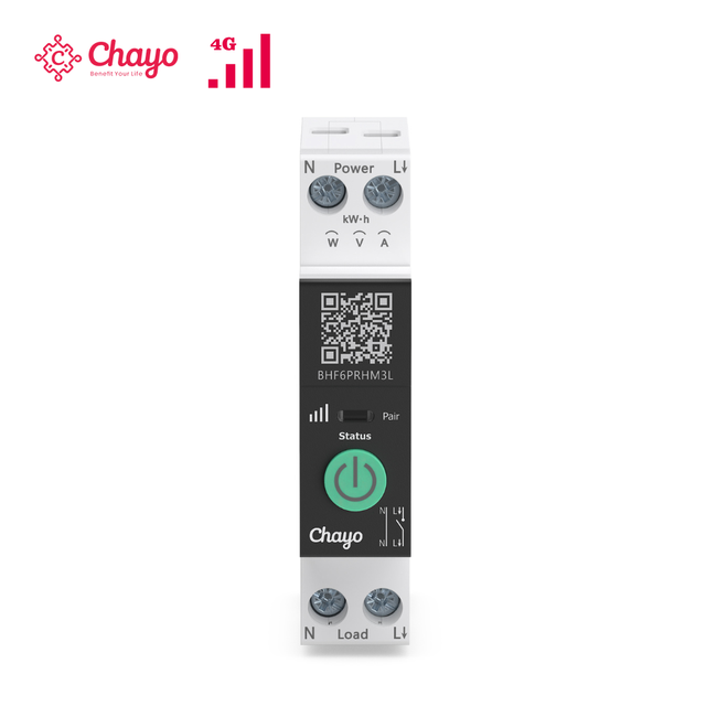 Tuya DIN Rail 4G LTE Smart Switch with Metering 1-40A 1P+N Remote Control Switch with SIM Card Timer Voltage Protection Chayo