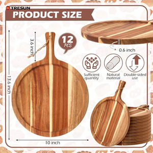 Planche à découper rectangulaire en bois avec poignée antidérapante, durable, lavable au lave-vaisselle, épaisseur 2,0 cm, pour servir steak, pizza, cupcakes - Product Image 4