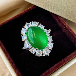 Joyería Zhuang Shengsheng, Cobre Chapado en Oro, Calcedonia Verde Fluorescente en Forma de Gota, Piedra de Lujo para Traje, 18*25-13*18 - Product Image 3