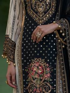 Original mano espejo trabajo Plazzo Dupatta Seemer impreso fantasía bordado tradicional nueva tendencia pakistaní Salwar Kameez fiesta - Product Image 4