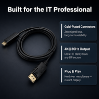 Cable DP a HDMI 4K 30Hz, Adaptador DisplayPort a HDMI con Chip Integrado, Conversor de Video para Laptop, PC, Monitor, Proyector