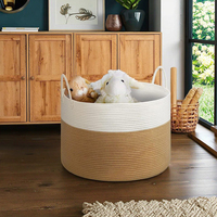 Grand panier de rangement multifonctionnel en corde de coton tressée, écologique, durable, gain de place, avec poignée de transport facile, pour bébé