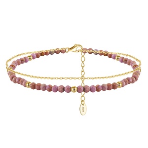 RINNTIN SA88 a strati <span class=keywords><strong>cavigliera</strong></span> sottile cavo di maglia a catena con pietra di Malachite Rhodochrosite 925 <span class=keywords><strong>cavigliera</strong></span> d'<span class=keywords><strong>argento</strong></span> per le donne - Product Image 1
