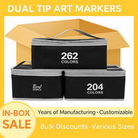 Set de 262 Feutres Alcool Permanents Double Pointe Biseautée 6mm, Marqueurs de Dessin d'Art pour Artistes, Adultes et Enfants