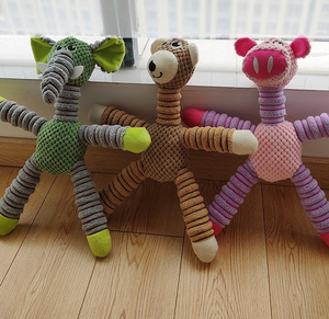 Jouet pour chien en peluche résistant aux morsures, motif animal de dessin animé, avec couineur, interactif, pour animaux de compagnie, vente en gros - Product Image 1