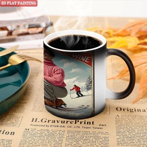 Frosted Black 11oz <b>Ceramic</b> <b>Mug</b> Heat Activated Color Changing Blank Cup Business Meeting Gift - Product Image 5