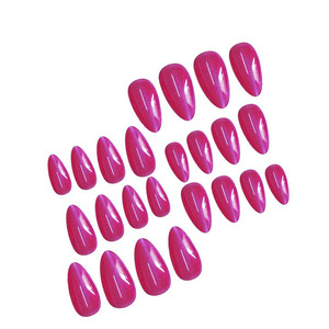 30 faux ongles en amande rouge rose, yeux de chat, simples, manucure DIY, ongles à presser, brillants, autocollants, faux patchs pour femmes - Product Image 5