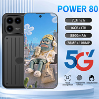 Nouveau téléphone portable Power 80 Android 16, écran 7,3 pouces, 16 Go + 1 To, appareil photo 108 MP, double SIM, emplacement pour carte TF, pour jeux, bureau, navigation