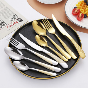 Ensemble de couverts en acier inoxydable 4 pièces, couteau à steak, fourchette, cuillère, couleur unie, vaisselle de fête - Product Image 1