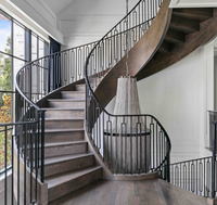 Solution d'escalier circulaire haut de gamme et peu encombrante avec marches en bois dur naturel pour duplex – Escalier en colimaçon en bois