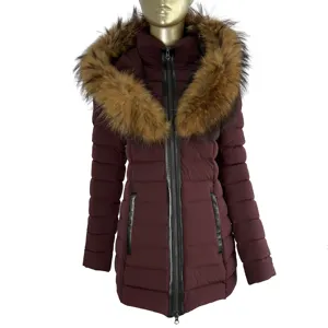 ファッション冬ロングコート卸売ロングダックダウンジャケットフード付き女性暖かいジャケット