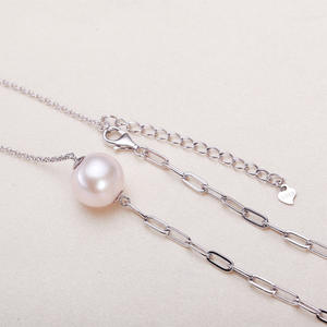 Collier en argent pur S925 avec perle d'eau douce, chaîne croisée, collier de connexion, vente en gros de bijoux Zhuji - Product Image 4