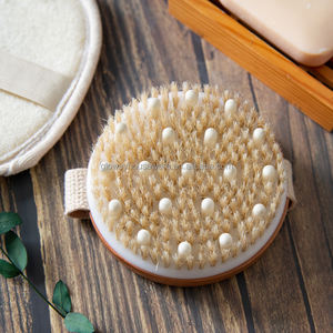 <span class=keywords><strong>Brosse</strong></span> Corporelle Manuelle Ronde à Poils Naturels pour Drainage Lymphatique, Massage <span class=keywords><strong>Anti</strong></span>-<span class=keywords><strong>Cellulite</strong></span> et Exfoliation sous la Douche, <span class=keywords><strong>Brosse</strong></span> Sèche en <span class=keywords><strong>Bois</strong></span> - Product Image 6