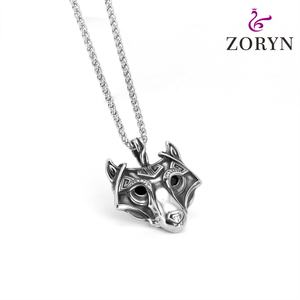 Collares con Colgante de Cabeza de Lobo Vikingo de Acero Inoxidable, Collares de Moda de Acero de Titanio con Diseño Punk Gótico de Mitología Nórdica para Hombres - Product Image 3