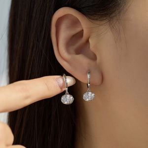 Dylam Tiny Design Top 925 Sterling <b>Silver</b> Rhodium 18K Gold Plated 1.5ct D VVS1 Moissanite Stone Dangle <b>Clip</b>-on Hoop Earrings - Product Image 3