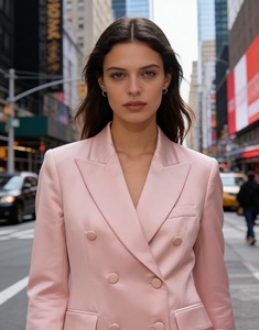 <span class=keywords><strong>Blazer</strong></span> <span class=keywords><strong>Rosa</strong></span> Satinado, Traje de Alta Gama de Doble Botonadura, Holgado y de Longitud Media - Product Image 3