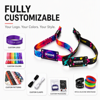 Bracelet RFID en tissu personnalisé pour festival, jetable, par sublimation, tissé, Ntag213 NFC, pour salon professionnel et concert
