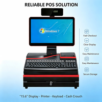 Système de point de vente tout-en-un 15,6 pouces, écran tactile, caisse enregistreuse, terminal de caissier, imprimante thermique, lecteur NFC, 2 Go + 32 Go de RAM, LED