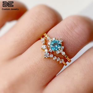 Anillos de Plata de Ley 925 con piedras preciosas azules marinas, anillo de flores de plata 925, copo de nieve, Zirconia, anillos de boda de plata 925 - Product Image 2