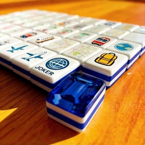 Jeu de tuiles de <span class=keywords><strong>mahjong</strong></span> 3D à quatre couches, tuiles vertes à facettes, magnifiques pierres précieuses bleues, 160 tuiles de <span class=keywords><strong>mahjong</strong></span> en acrylique américain de qualité supérieure - Product Image 5