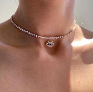 Nuova personalità retrò semplici occhi di demone corto con strass artiglio catena girocollo catena clavicola catena collari femminili - Product Image 1