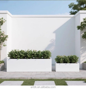 H064 Vase moderne minimaliste en acier inoxydable avec éclairage LED, jardinière décorative pour hôtels, toits, jardins, terrasses et espaces publics - Product Image 4