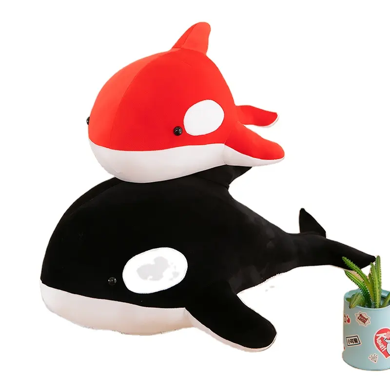 80cm wholesale new red black shark soft doll manufacture high quality children gift killer whale stuffed plush toys for kids