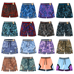 Shorts de basketball confortables et é<span class=keywords><strong>l</strong></span>égants <span class=keywords><strong>pour</strong></span> hommes grandes tailles, <span class=keywords><strong>été</strong></span>, motif diamant, 100% polyester avec taille élastique, imprimé tie-dye - Product Image 1