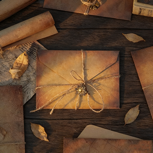 Enveloppe triangulaire occidentale en papier kraft vintage, étui chaud, pour cartes postales, rangement avancé, personnalisable - Product Image 1