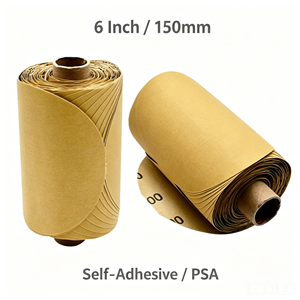 Paquete de Papel de Lija Dorado Fortunebrasive de 6 Pulgadas (150 mm), 50 Hojas de Discos de Lija Autoadhesivos para Pintura Automotriz - Product Image 1