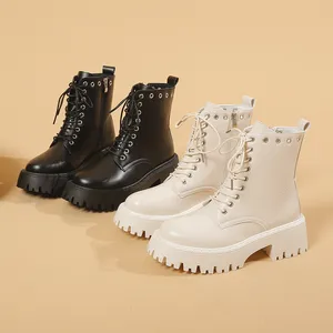 NOUVEAU 2024 bottes pour femmes à lacets mode tendance fermeture éclair boucle style Plate-forme bottines pour femmes chaussures