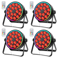 4 Projecteurs de Scène LED IP65 200W, 18 LED RGBW, Éclairage Par Can, Coque Métallique, DMX512, Activation Sonore, Télécommande DJ