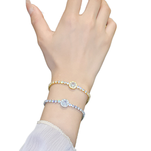 Pulsera de <span class=keywords><strong>la</strong></span> <span class=keywords><strong>Amistad</strong></span> Personalizable y Moderna, Chapada en Oro, de Acero Inoxidable con Circonita, Ajustable para Mujer - Regalo de Aniversario - Product Image 2