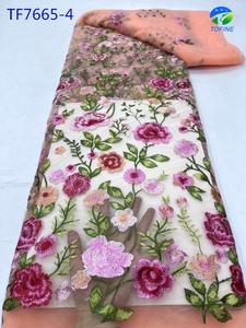 Tofine bordado encaje francés diseños de flores tela de encaje precio al por mayor materiales de encaje para mujeres - Product Image 4