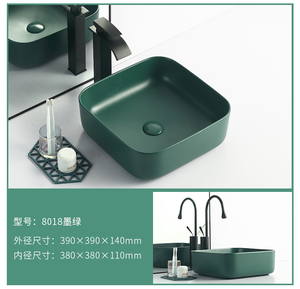 <span class=keywords><strong>Lavandino</strong></span> <span class=keywords><strong>da</strong></span> bagno a mano <span class=keywords><strong>da</strong></span> <span class=keywords><strong>appoggio</strong></span> in ceramica verde opaco in ceramica di moda rettangolare in stile moderno di lusso con certificato - Product Image 5