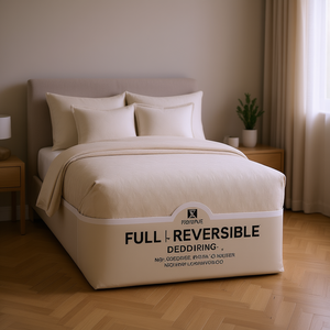 RW Full Reversible <b>Bedspread</b> <b>Set</b> Cream 1.5m Home Bedding 4 Pcs Solid Plain Dyed Woven All Season - Product Image 2