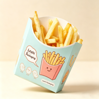 Boîtes à frites en papier avec logo imprimé personnalisé, boîtes à emporter jetables pour la restauration rapide, boîtes en carton pour poulet frit