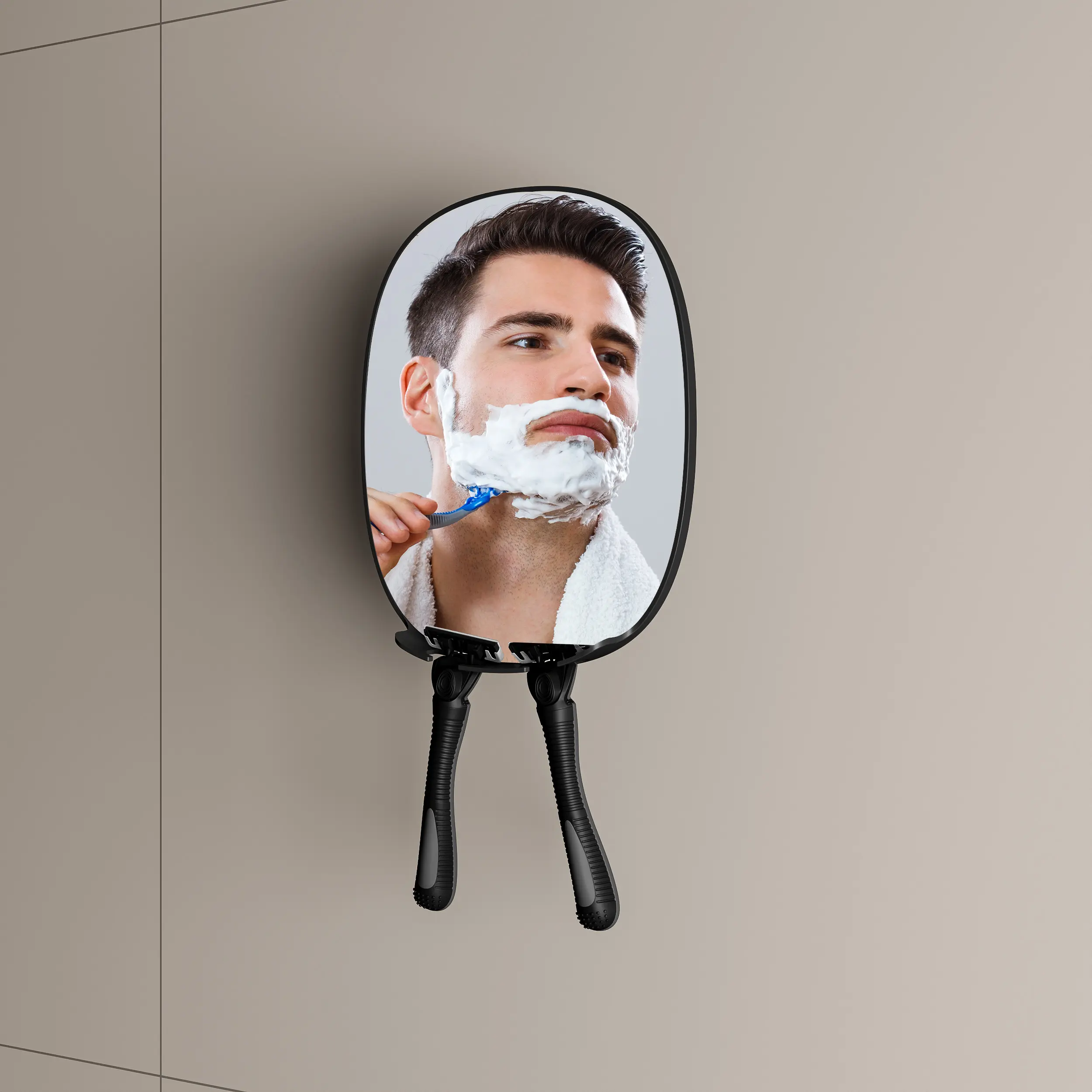 Accessori da bagno impermeabili Logo personalizzato all'ingrosso infrangibile Anti-appannamento senza fenditura specchietto da barba