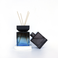Deluxe Premium 100ml Arôme Carré Noir pour Diffuseur de Roseau Bouteille en Verre Pompe Couvercle de Pulvérisation Rechargeable Bouchon de Surface de Givre pour