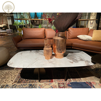 Table basse en métal rectangulaire avec dessus en marbre Table centrale élégante pour salon