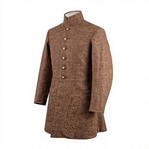 Brown Civil Style Dress Coat Men Union Era Frock Jacket <b>Woolen</b> Long Outerwear Historical Costume - Product Image 1