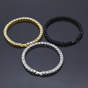 Pulsera de cadena de tenis con diamantes de imitación de una sola fila para hombre, accesorio de mano moderno y a la moda - Product Image 4