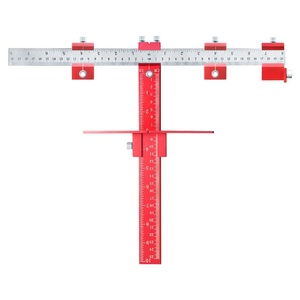 Công cụ Jig phần cứng Tủ cả inch và số liệu cho tay cầm và núm hướng dẫn ngăn kéo Jig trên cửa ra vào và mặt trước ngăn kéo-màu đỏ - Product Image 1