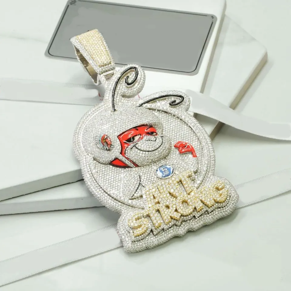 Кулон с фирменным логотипом на заказ, серебро 925 пробы, бриллиант с муассанитом, украшение в стиле хип-хоп, 3D ожерелье для мужчин и женщин