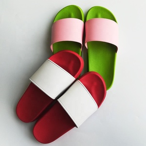 2021 Custom Blank Sublimation Screen Printing Lower Price Pvc <strong>Green</strong> Sandal <strong>Slides</strong> - Product Image 4