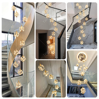 Lustre de luxe en cristal pour long escalier, luminaire suspendu moderne pour villa, escalier, maison de luxe, duplex