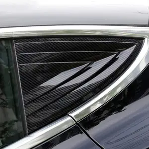 ABS Carbon Fiber Car Accessories Exterior Car Rear Window Side Triangle Corner Cover Decoration Trim For Tesla Model 3 2018